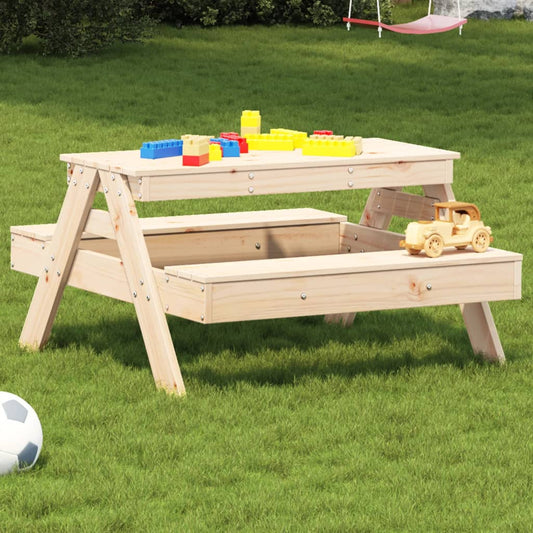 vidaXL Mesa de picnic para niños madera maciza de pino 88x97x52 cm