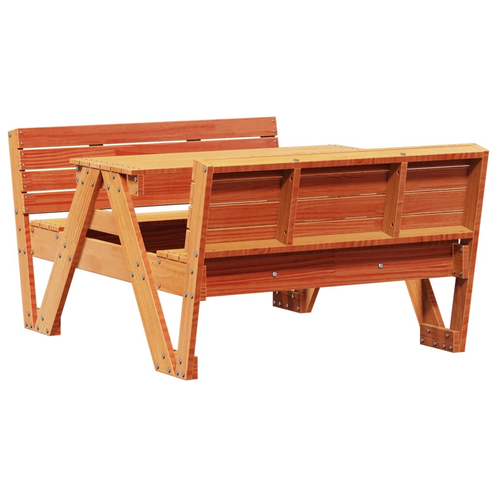 vidaXL Mesa de pícnic para niños madera pino marrón cera 88x122x58 cm