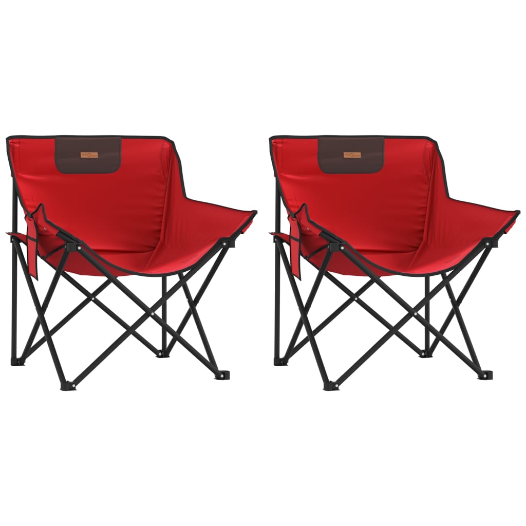 vidaXL Sillas de camping con bolsillo plegables 2 unidades rojo