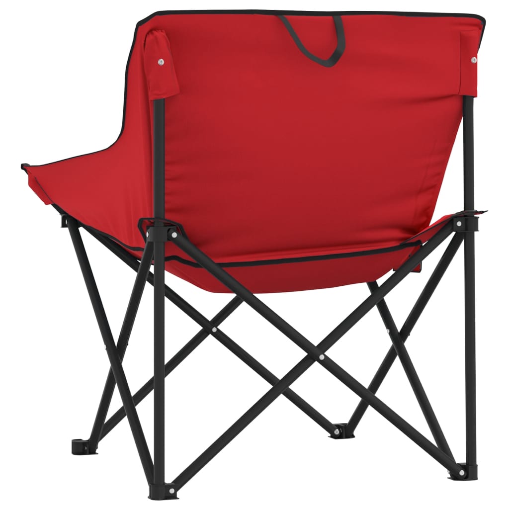 vidaXL Sillas de camping con bolsillo plegables 2 unidades rojo