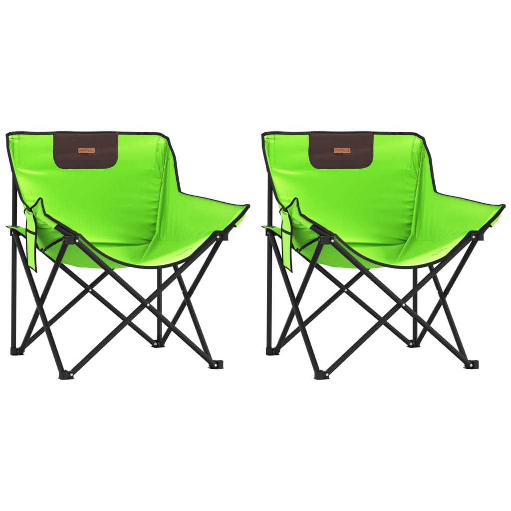 vidaXL Sillas de camping con bolsillo plegables 2 unidades verde