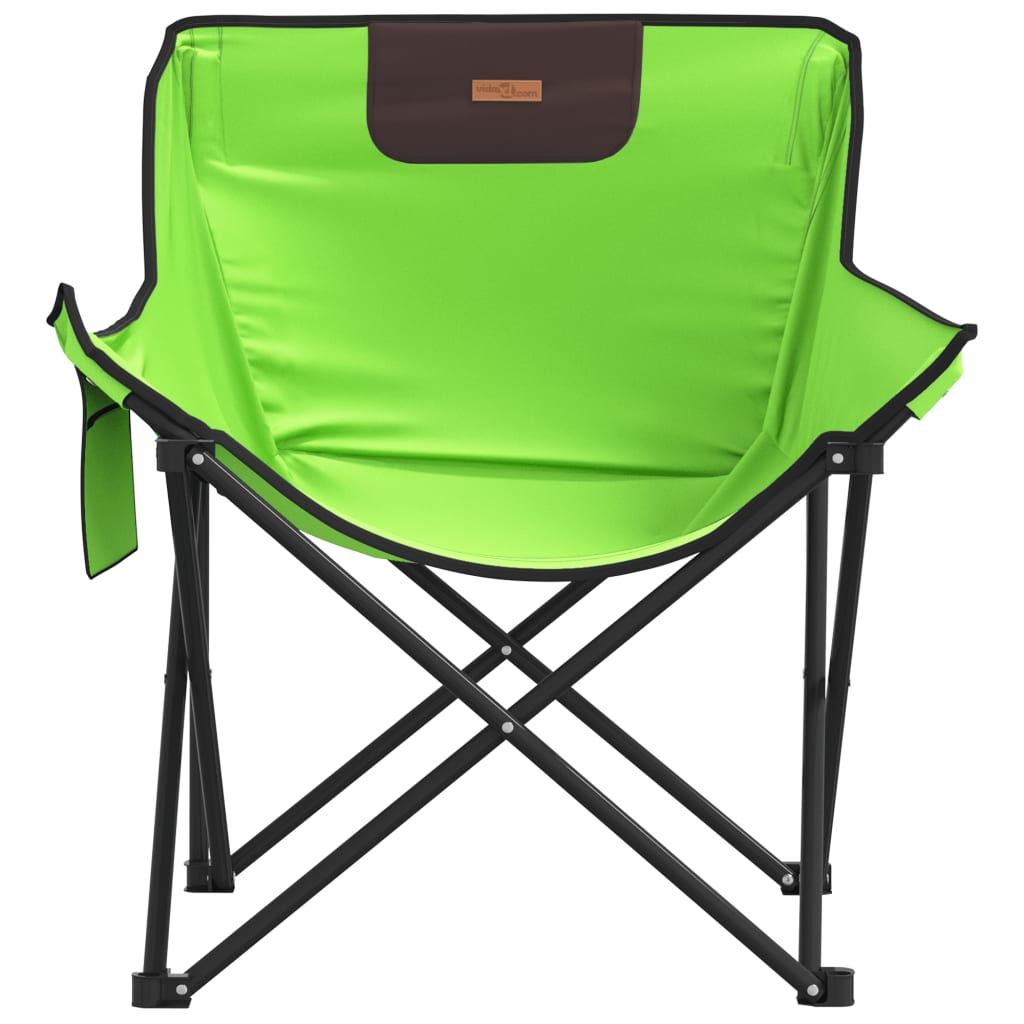 vidaXL Sillas de camping con bolsillo plegables 2 unidades verde