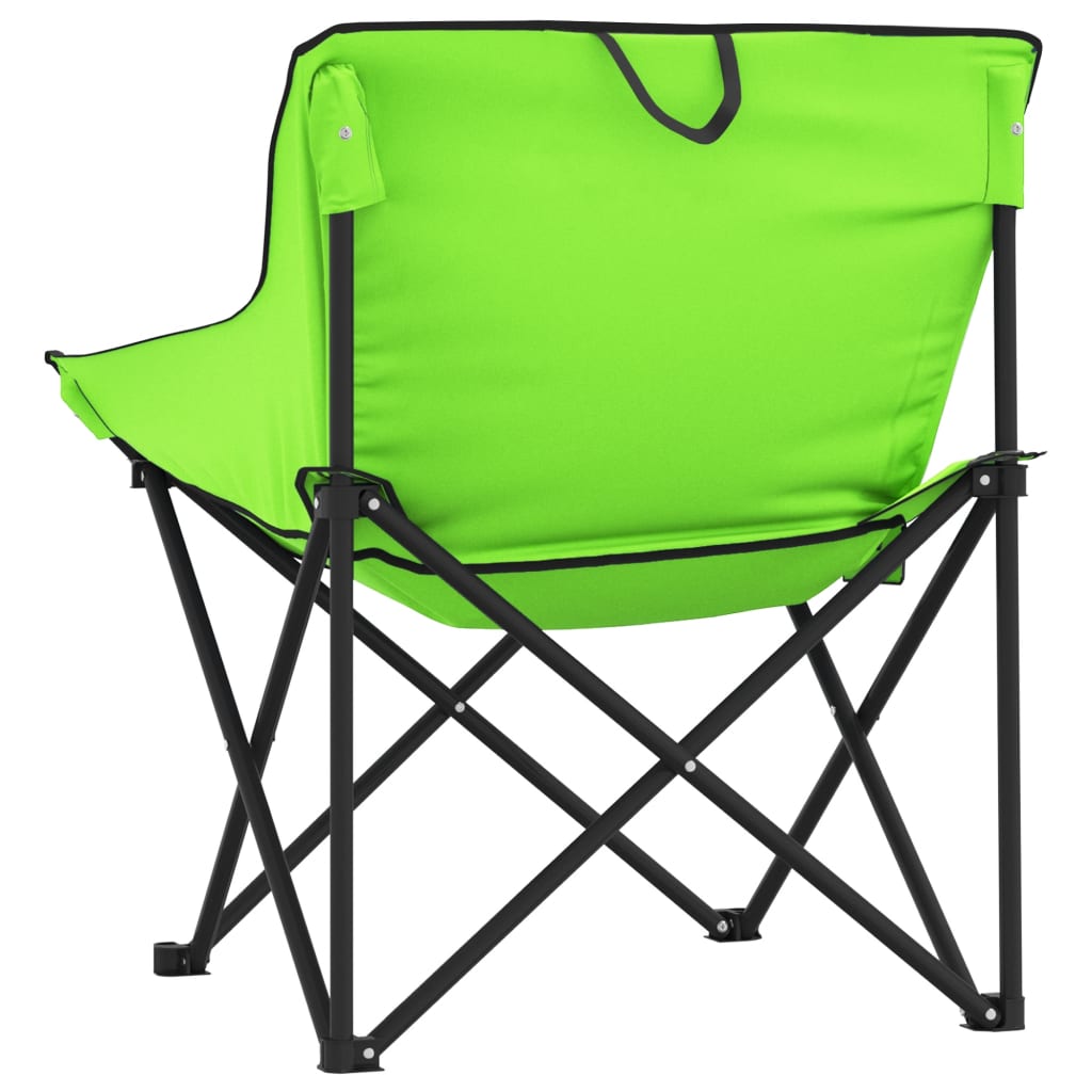 vidaXL Sillas de camping con bolsillo plegables 2 unidades verde