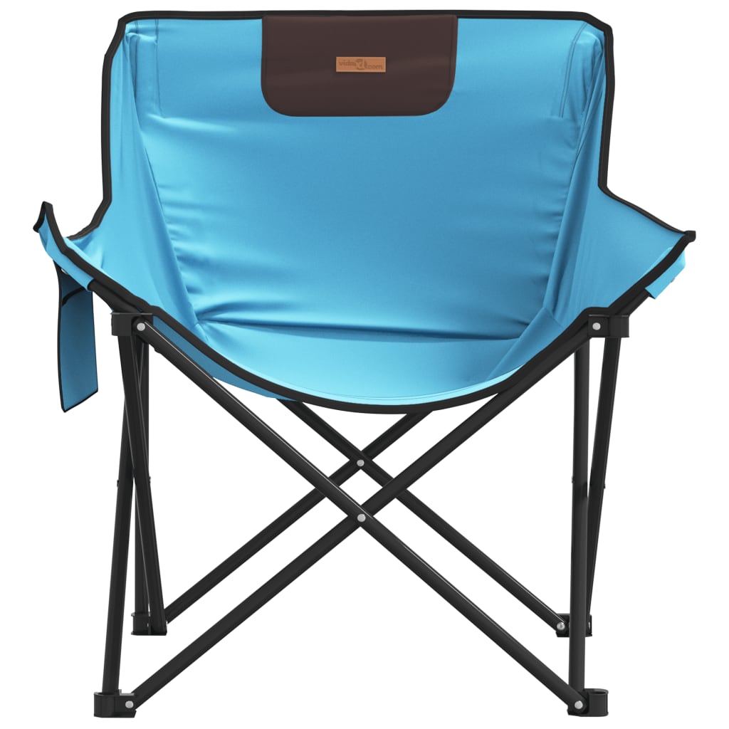 vidaXL Sillas de camping con bolsillo plegables 2 unidades azul claro