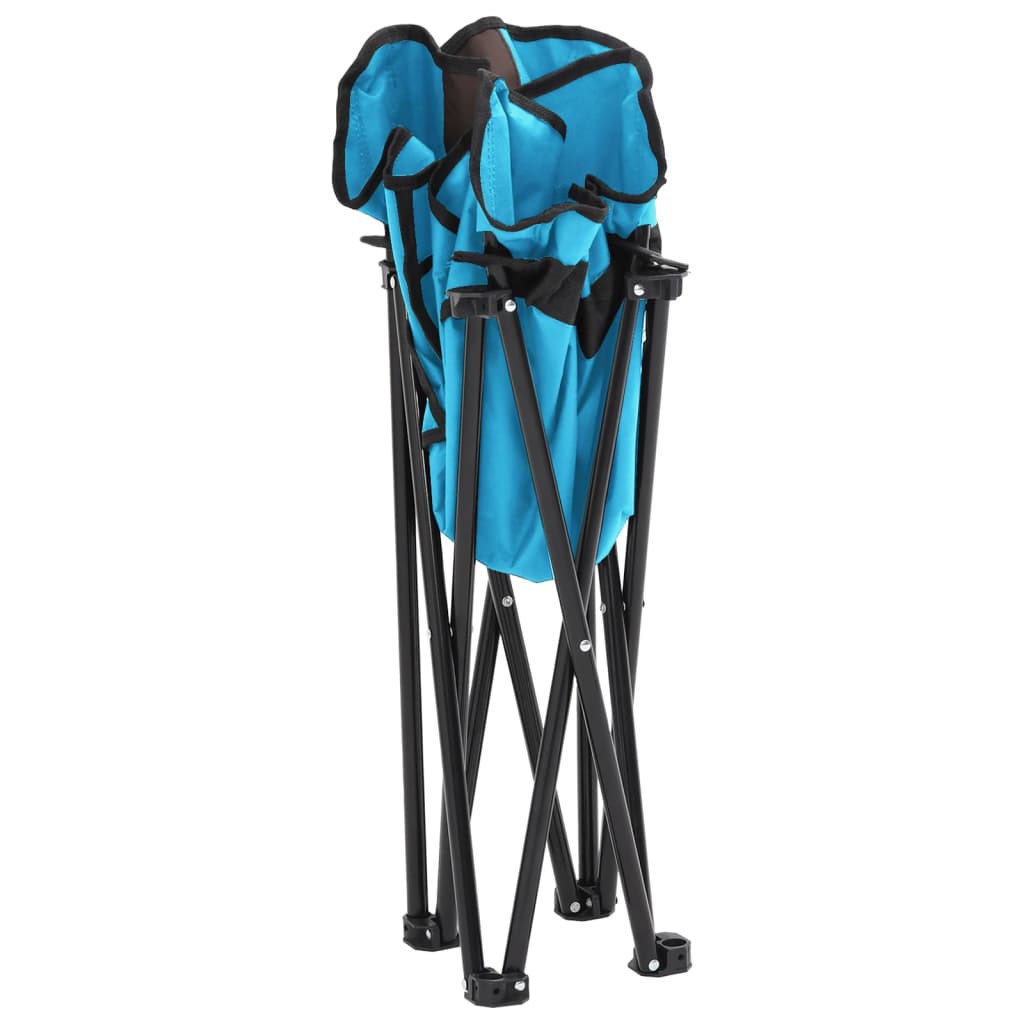 vidaXL Sillas de camping con bolsillo plegables 2 unidades azul claro