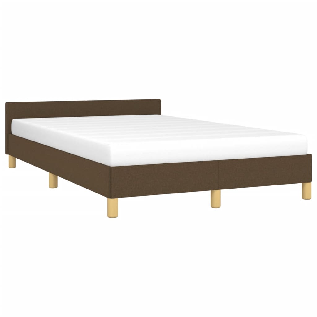 vidaXL Estructura de cama con cabecero tela marrón oscuro 120x190 cm