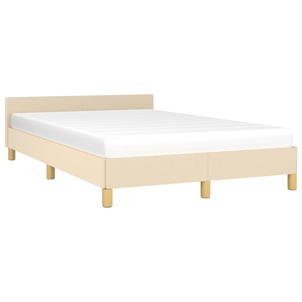 vidaXL Estructura de cama con cabecero tela crema 120x190 cm