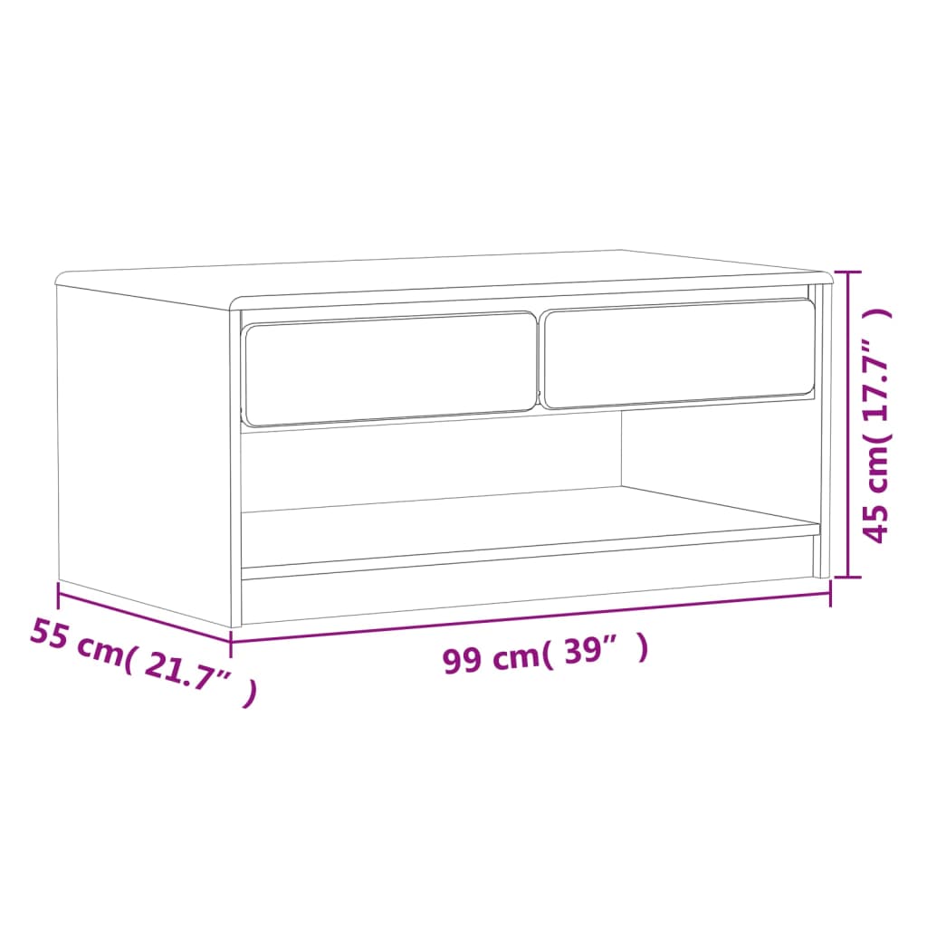 vidaXL Mesa de centro SAUDA madera maciza pino color roble 99x55x45 cm