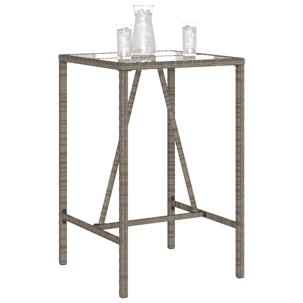 vidaXL Mesa de bar de exterior ratán sintético gris 70x70x110 cm