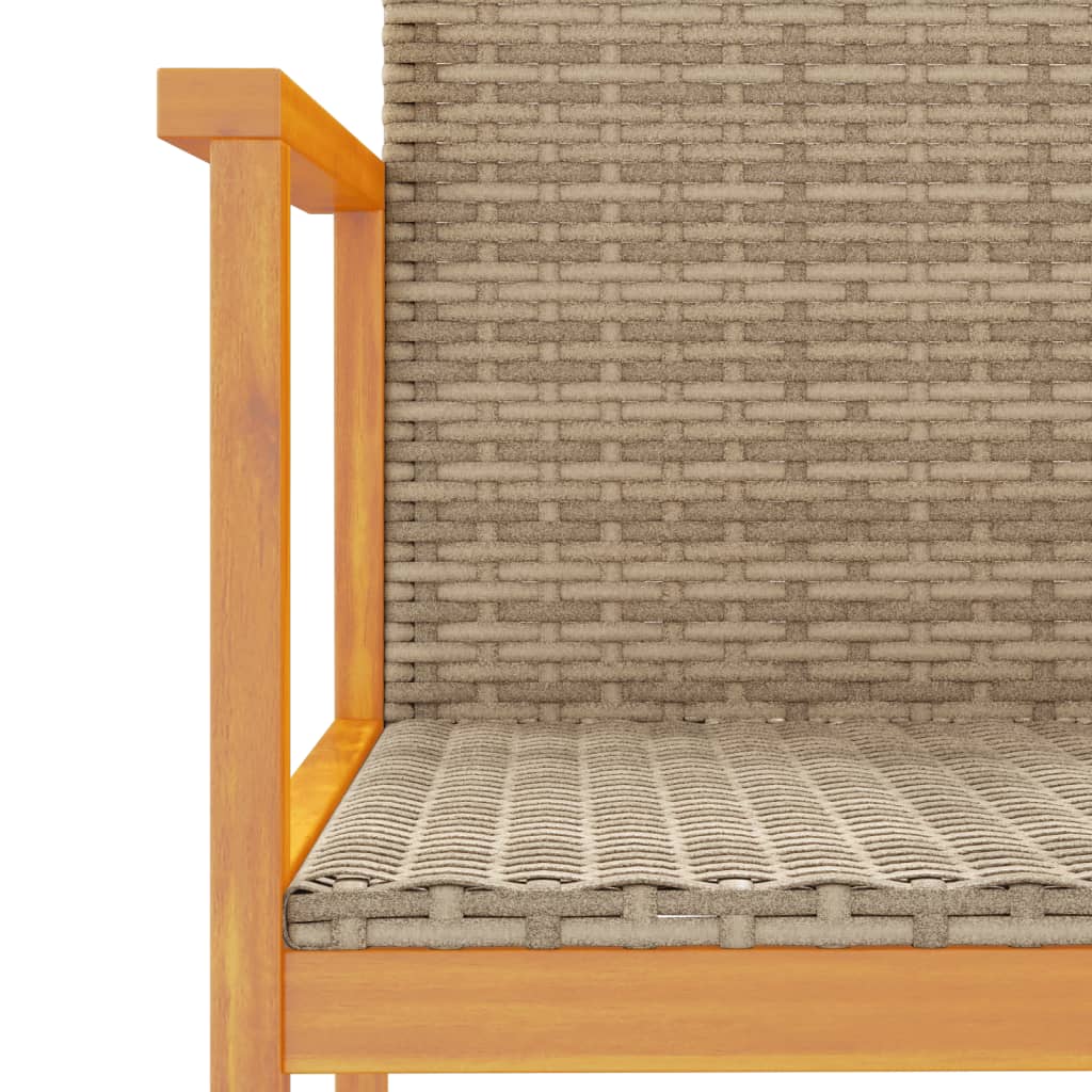 vidaXL Sillas de jardín 2 uds madera maciza y ratán sintético beige