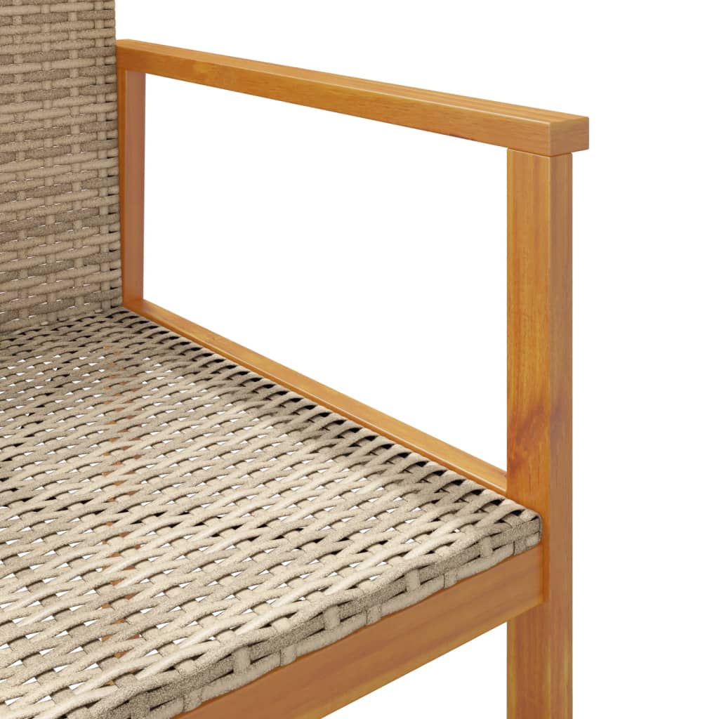 vidaXL Sillas de jardín 2 uds madera maciza y ratán sintético beige