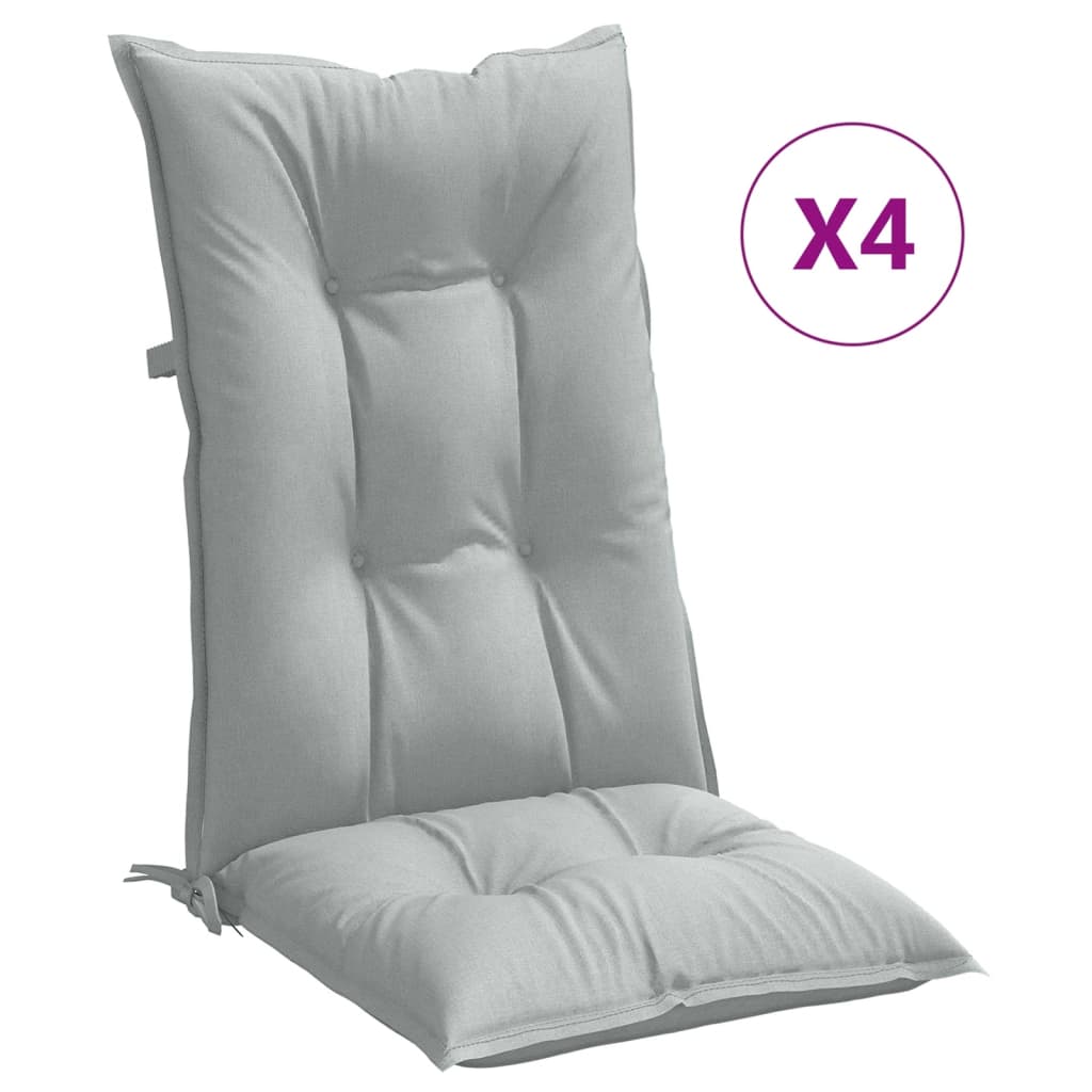 vidaXL Cojines para silla respaldo alto 4 uds tela gris claro melange