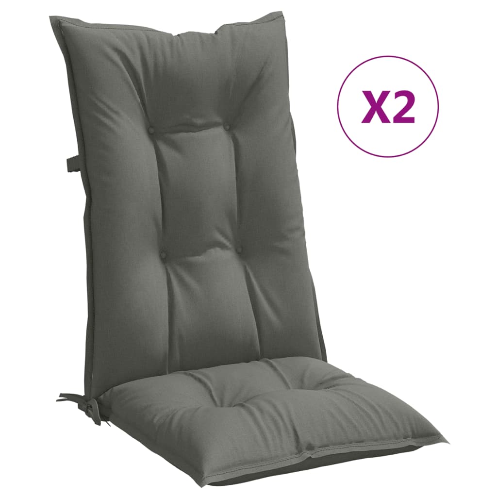 vidaXL Cojines para silla respaldo alto 2 uds tela gris oscuro melange