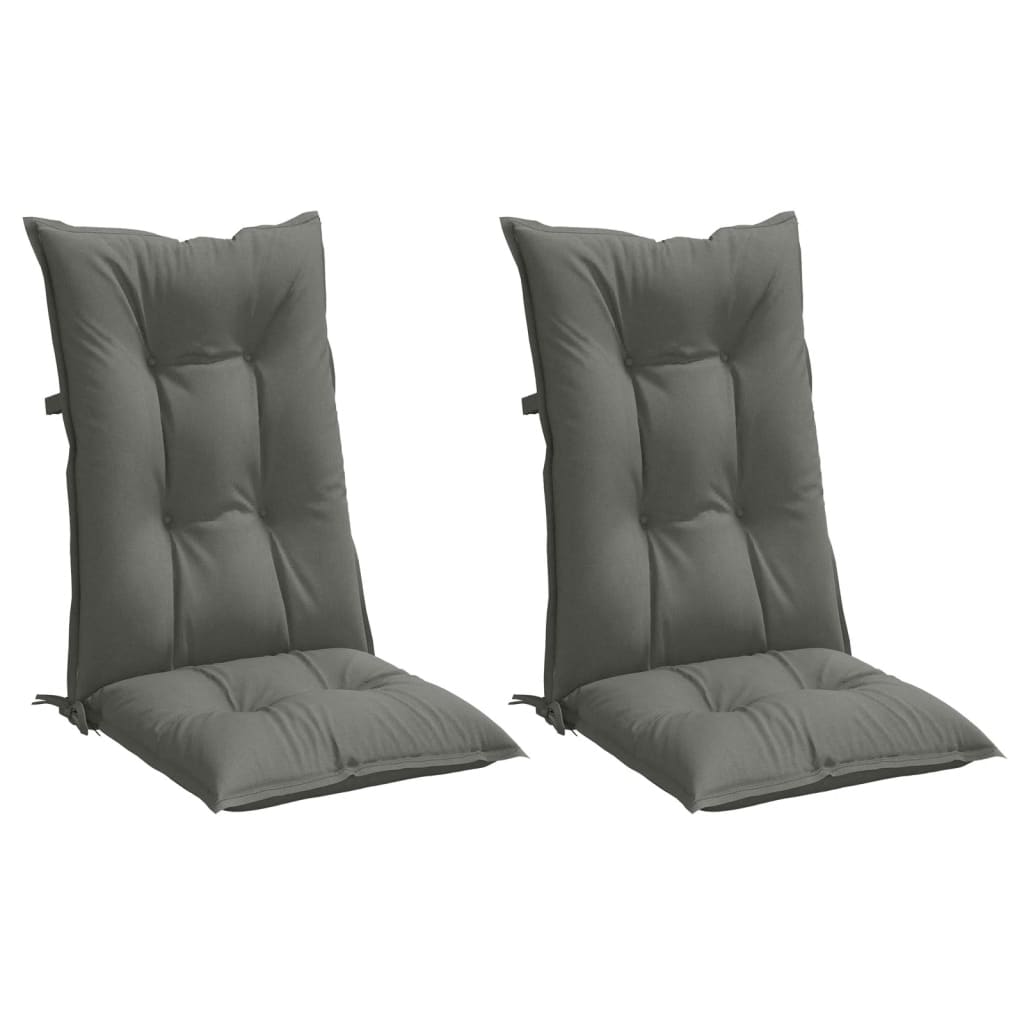 vidaXL Cojines para silla respaldo alto 2 uds tela gris oscuro melange