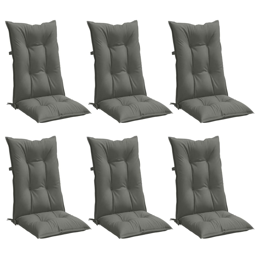 vidaXL Cojines para silla respaldo alto 6 uds tela gris oscuro melange