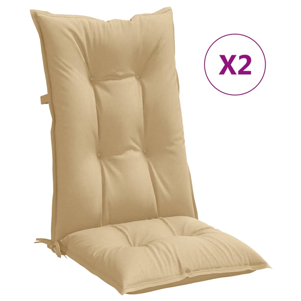 vidaXL Cojines silla respaldo alto 2 uds tela beige melange 120x50x7cm