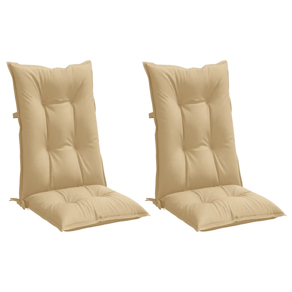 vidaXL Cojines silla respaldo alto 2 uds tela beige melange 120x50x7cm