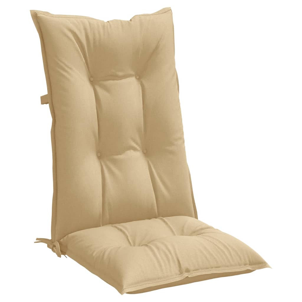 vidaXL Cojines silla respaldo alto 2 uds tela beige melange 120x50x7cm