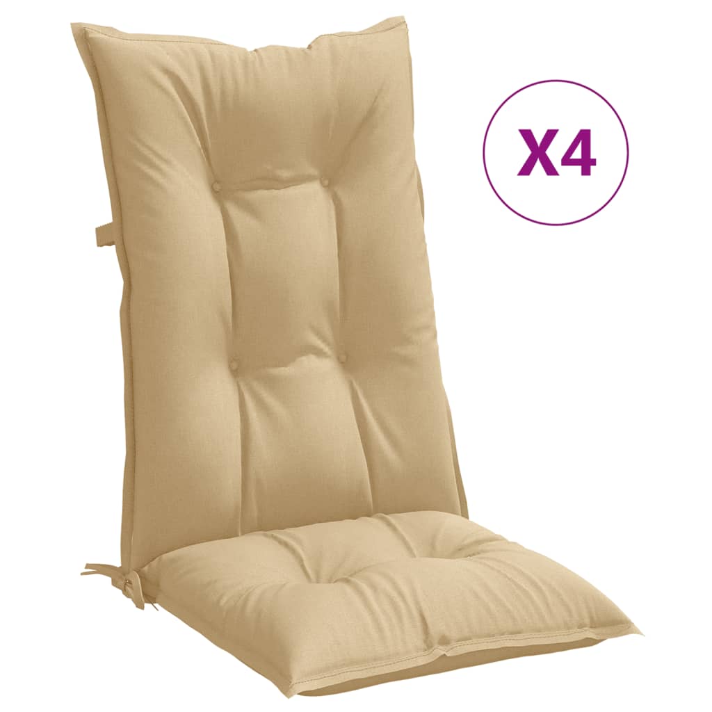 vidaXL Cojines silla respaldo alto 4 uds tela beige melange 120x50x7cm