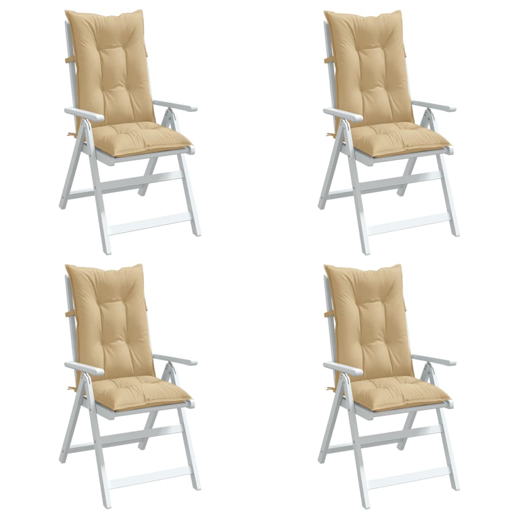 vidaXL Cojines silla respaldo alto 4 uds tela beige melange 120x50x7cm