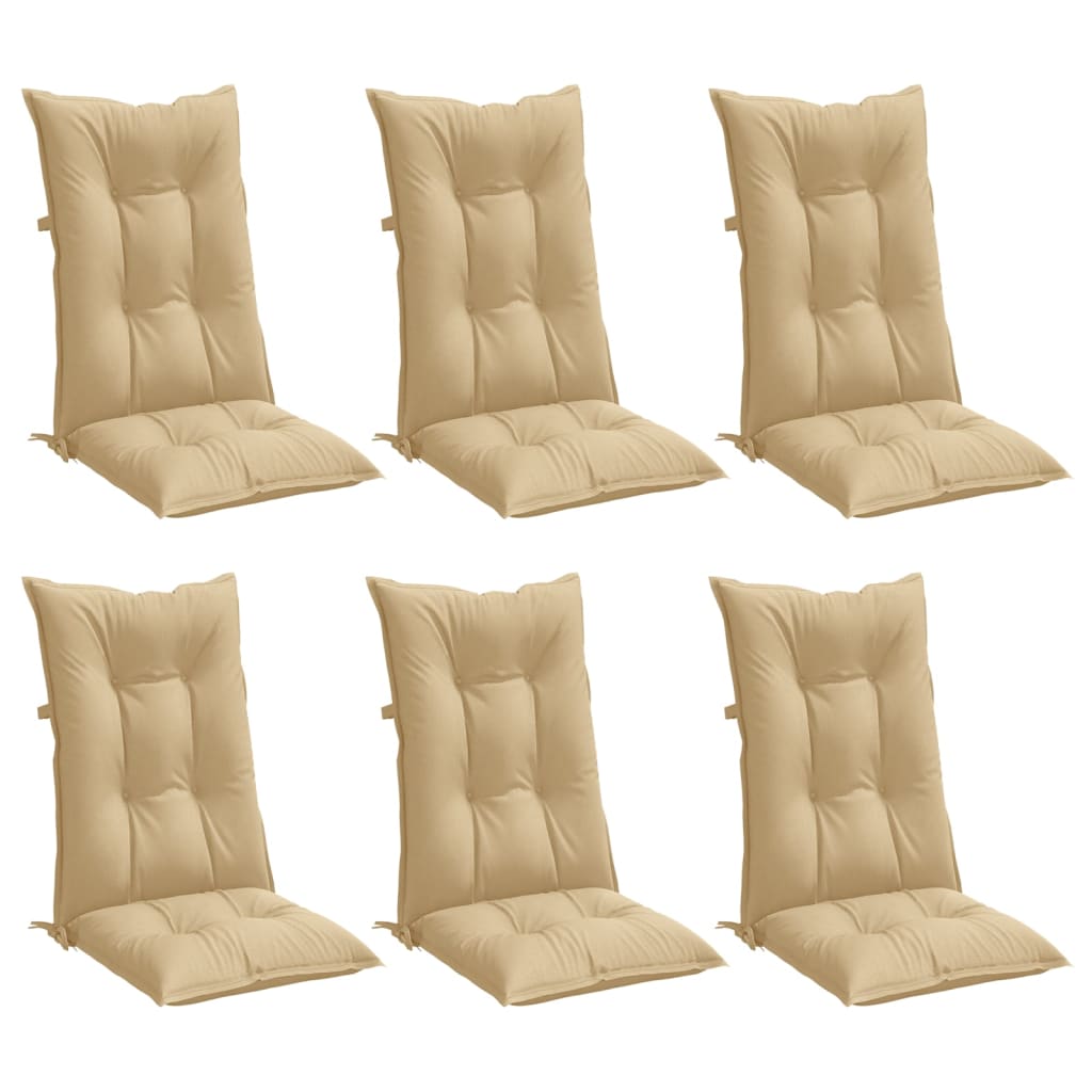 vidaXL Cojines silla respaldo alto 6 uds tela beige melange 120x50x7cm