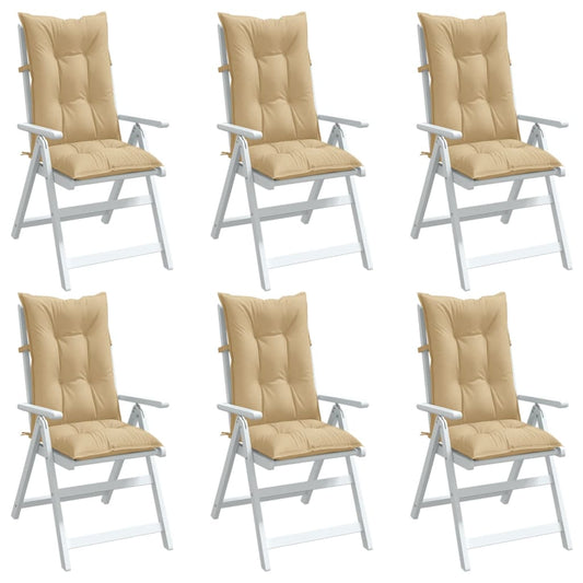 vidaXL Cojines silla respaldo alto 6 uds tela beige melange 120x50x7cm