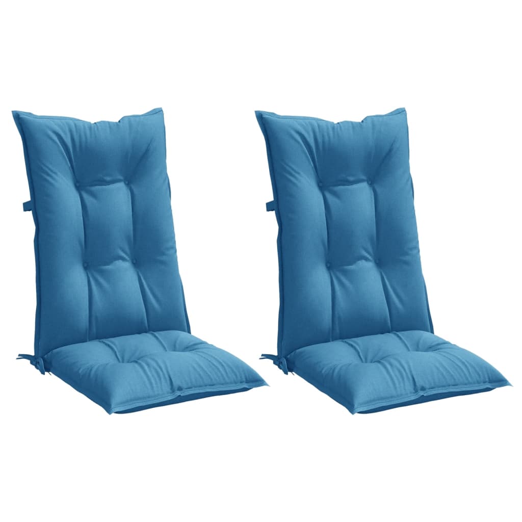 vidaXL Cojines silla respaldo alto 2 uds tela azul melange 120x50x7 cm