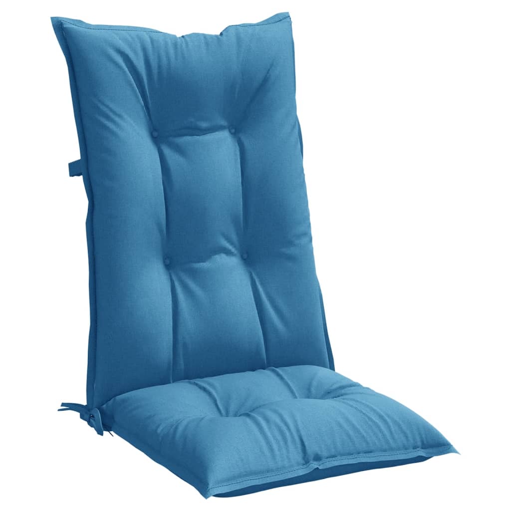 vidaXL Cojines silla respaldo alto 2 uds tela azul melange 120x50x7 cm