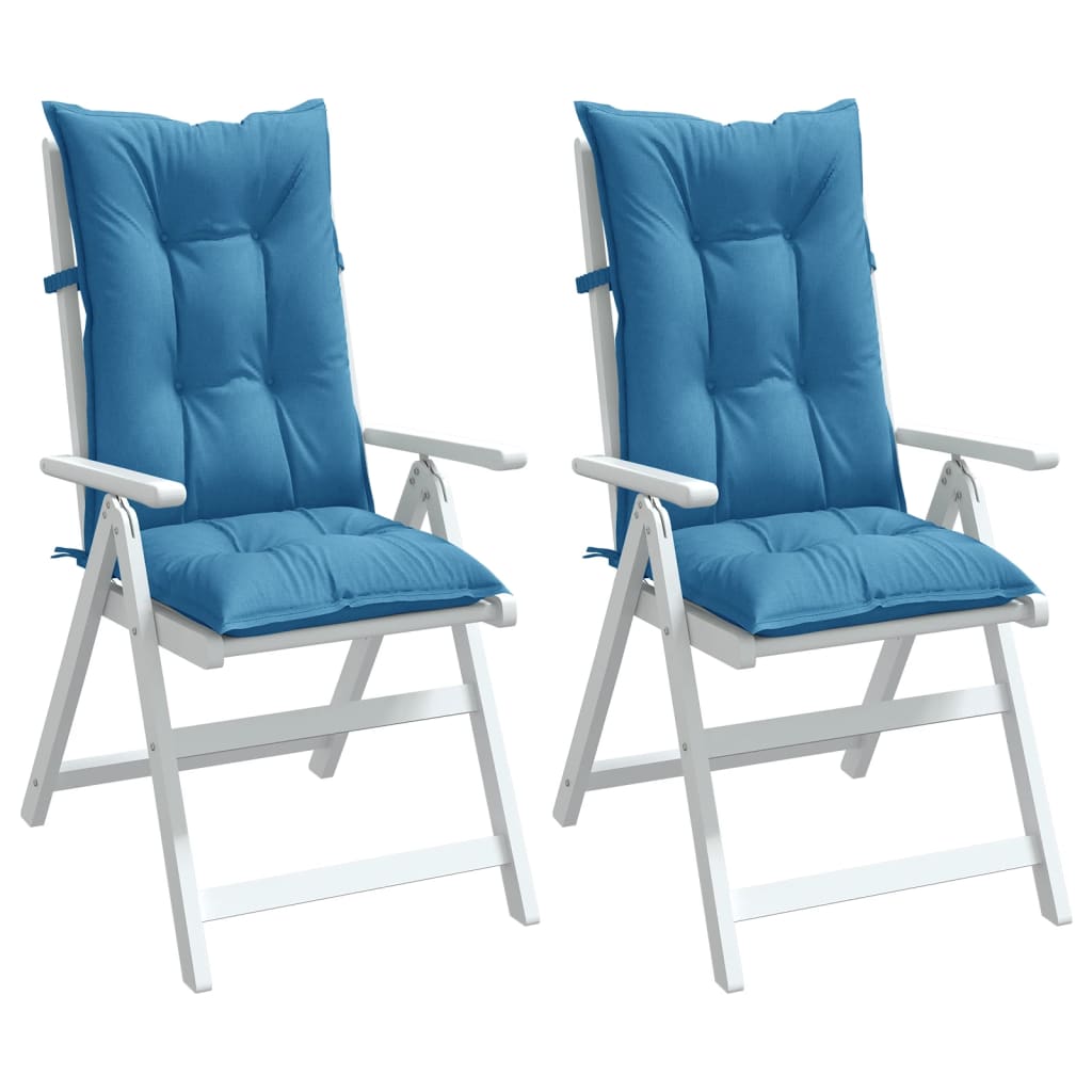 vidaXL Cojines silla respaldo alto 2 uds tela azul melange 120x50x7 cm