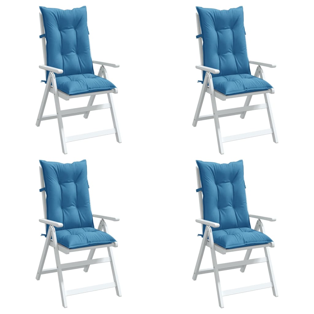 vidaXL Cojines silla respaldo alto 4 uds tela azul melange 120x50x7 cm