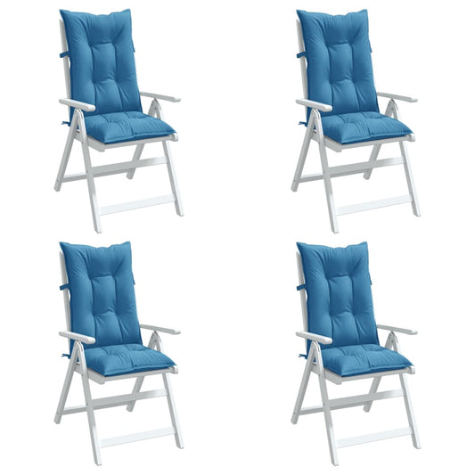 vidaXL Cojines silla respaldo alto 4 uds tela azul melange 120x50x7 cm