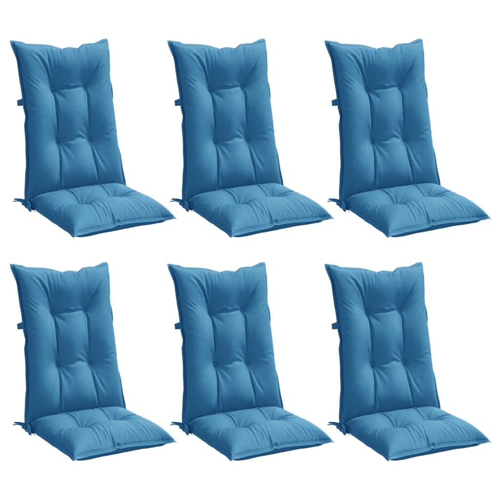 vidaXL Cojines silla respaldo alto 6 uds tela azul melange 120x50x7 cm