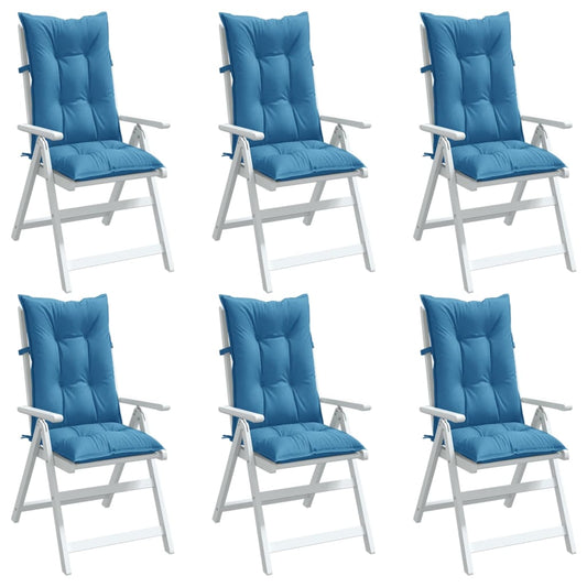 vidaXL Cojines silla respaldo alto 6 uds tela azul melange 120x50x7 cm