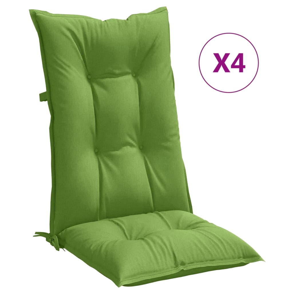 vidaXL Cojines silla respaldo alto 4 uds tela verde melange 120x50x7cm