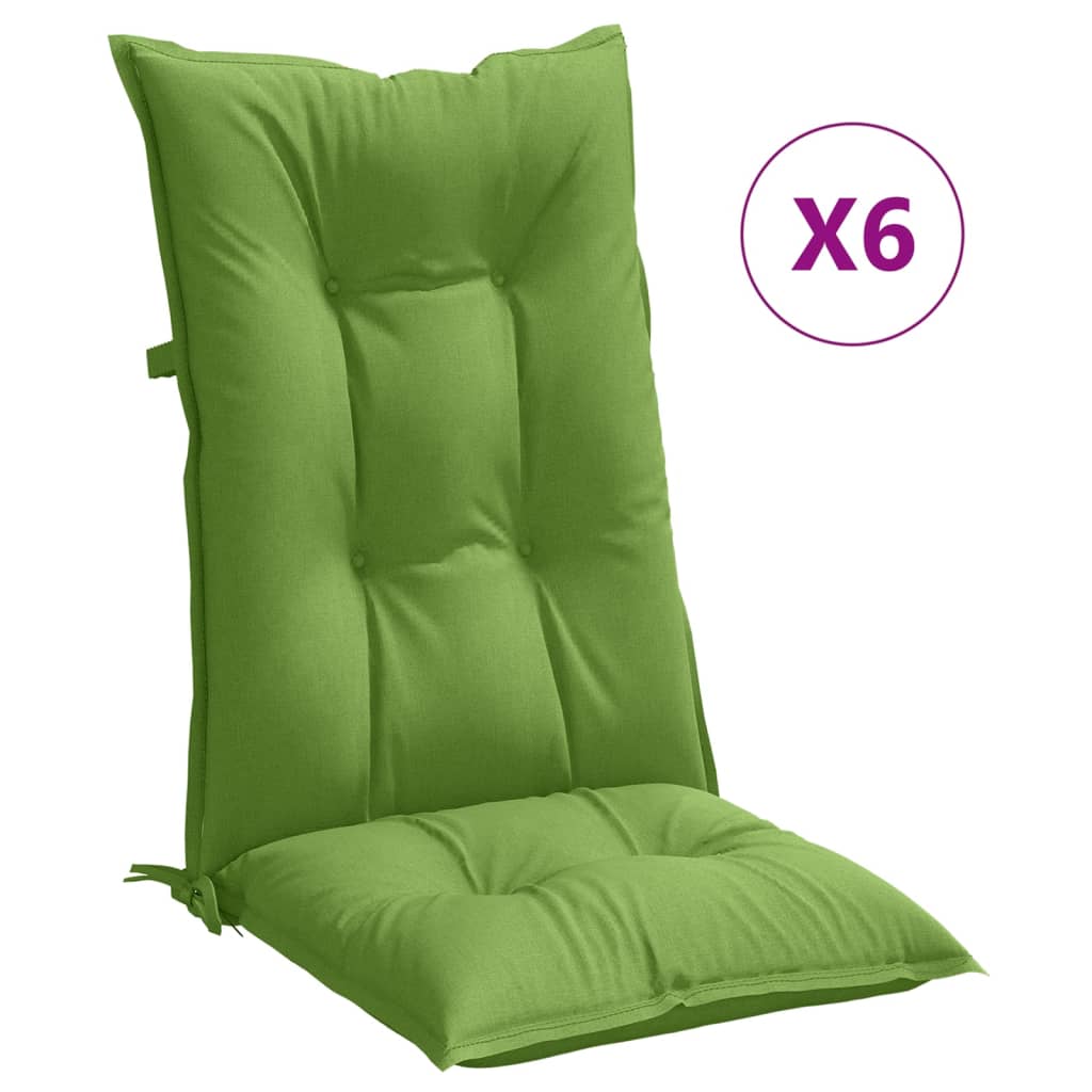 vidaXL Cojines silla respaldo alto 6 uds tela verde melange 120x50x7cm