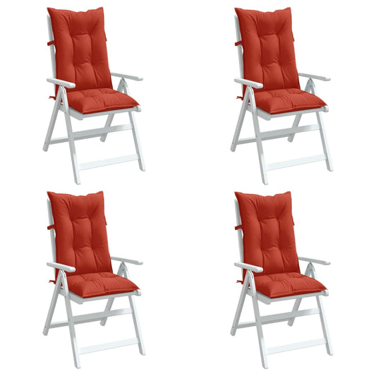 vidaXL Cojines silla respaldo alto 4 uds tela rojo melange 120x50x7 cm