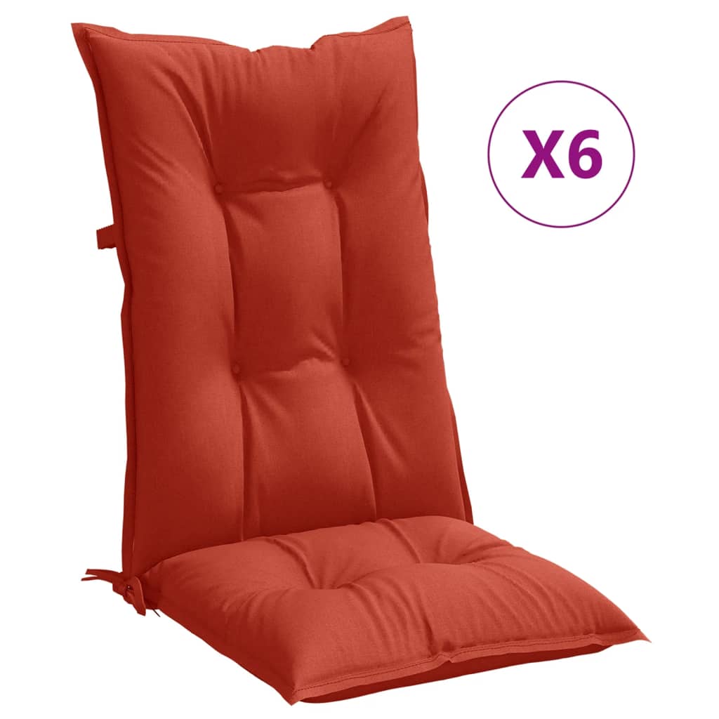 vidaXL Cojines silla respaldo alto 6 uds tela rojo melange 120x50x7 cm