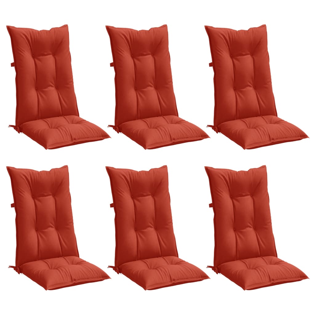 vidaXL Cojines silla respaldo alto 6 uds tela rojo melange 120x50x7 cm