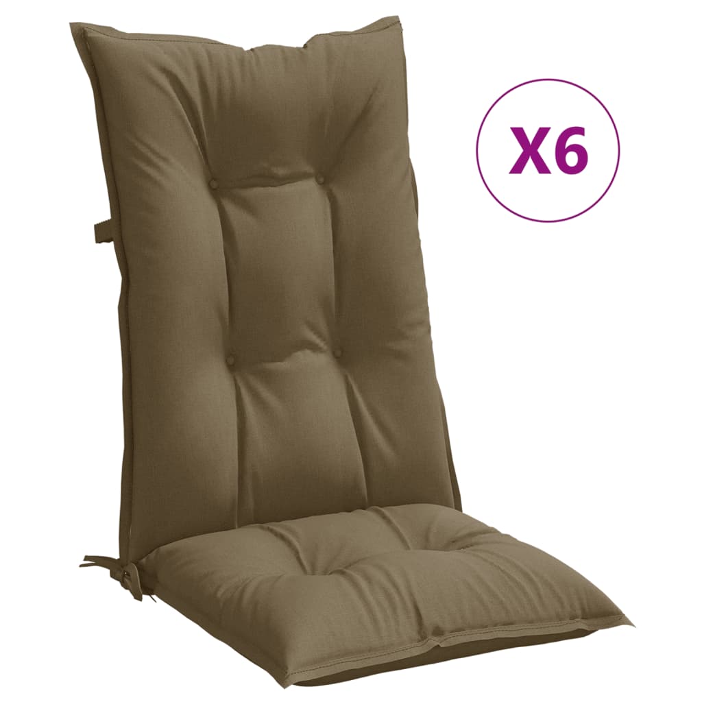 vidaXL Cojines para silla respaldo alto 6 uds tela gris taupe melange