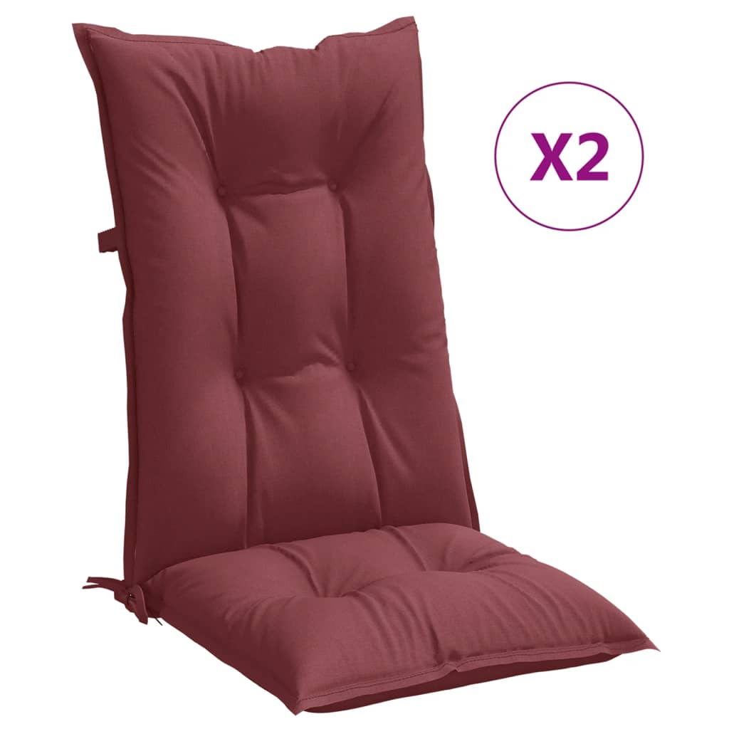 vidaXL Cojines para silla respaldo alto 2 uds tela rojo tinto melange