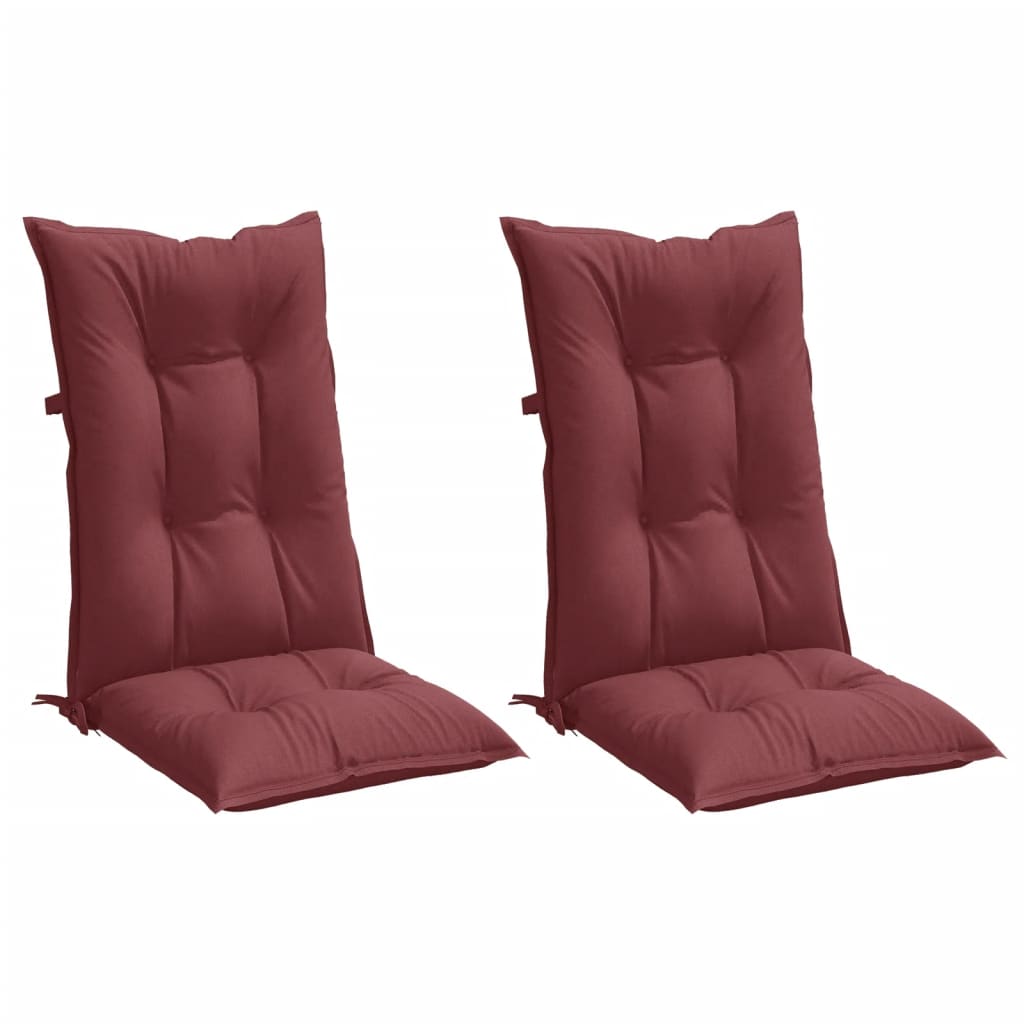 vidaXL Cojines para silla respaldo alto 2 uds tela rojo tinto melange