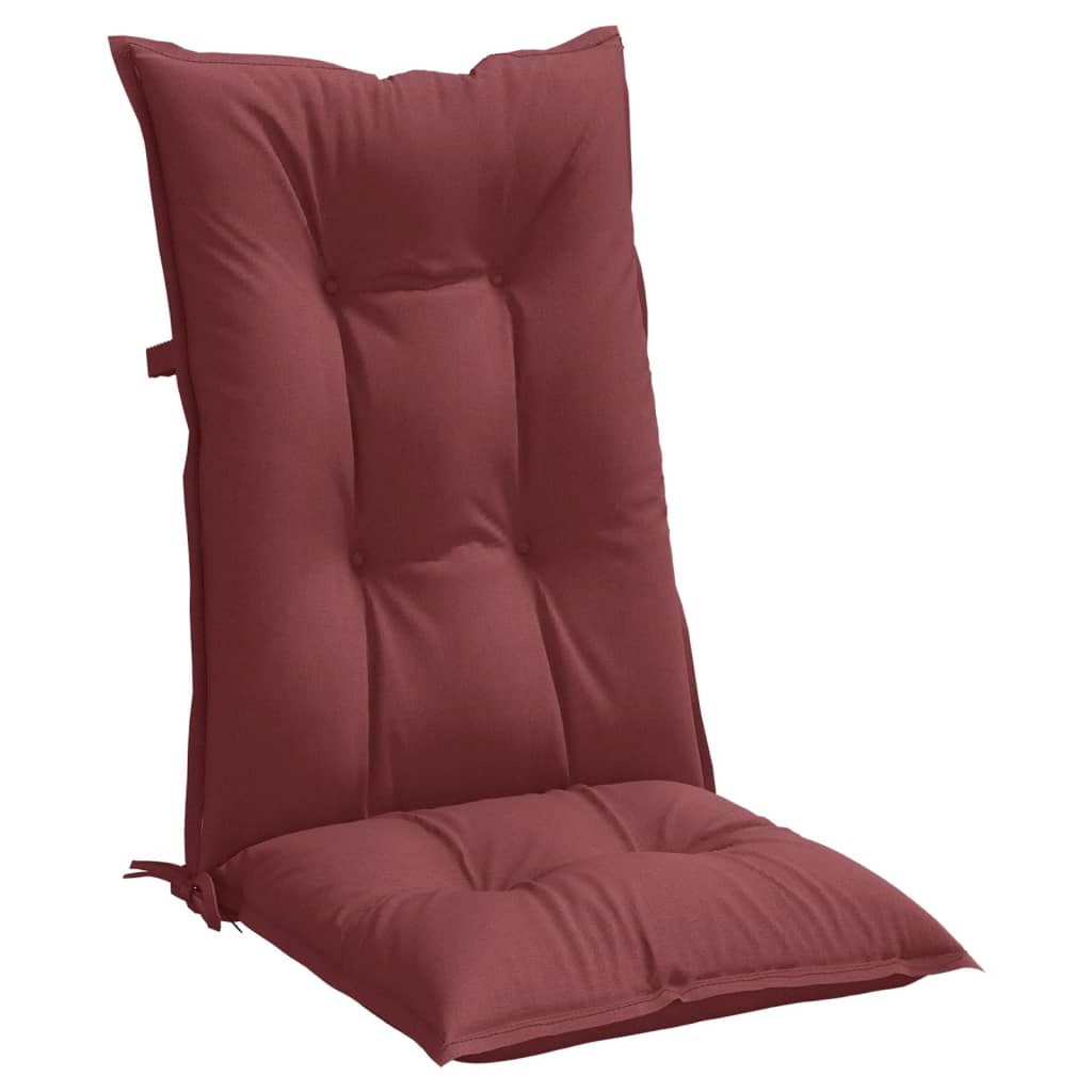 vidaXL Cojines para silla respaldo alto 4 uds tela rojo tinto melange