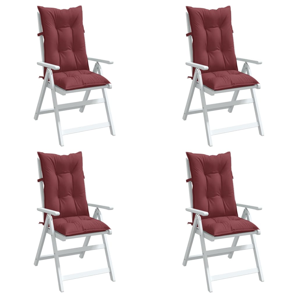 vidaXL Cojines para silla respaldo alto 4 uds tela rojo tinto melange