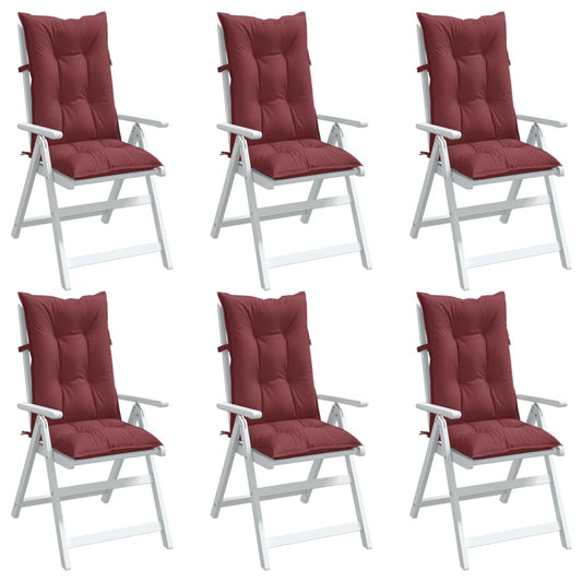 vidaXL Cojines para silla respaldo alto 6 uds tela rojo tinto melange