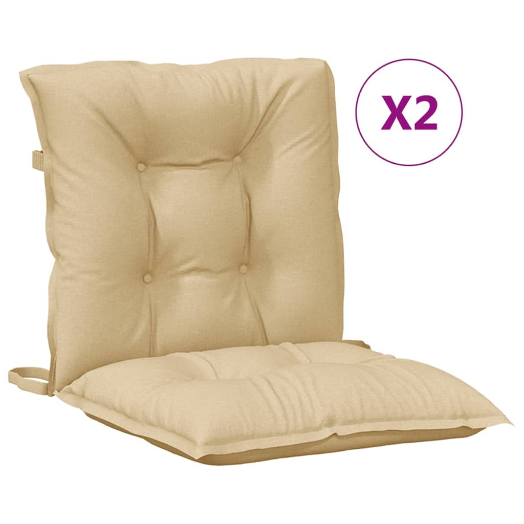 vidaXL Cojines silla respaldo bajo 2 ud tela beige melange 100x50x7 cm