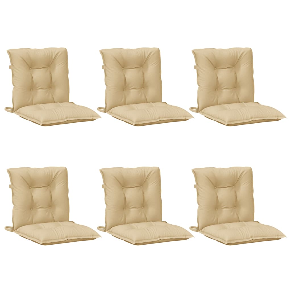 vidaXL Cojines silla respaldo bajo 6 ud tela beige melange 100x50x7 cm