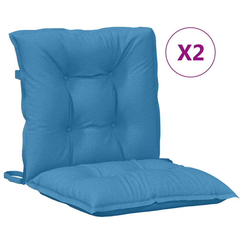 vidaXL Cojines silla respaldo bajo 2 ud tela azul melange 100x50x7 cm