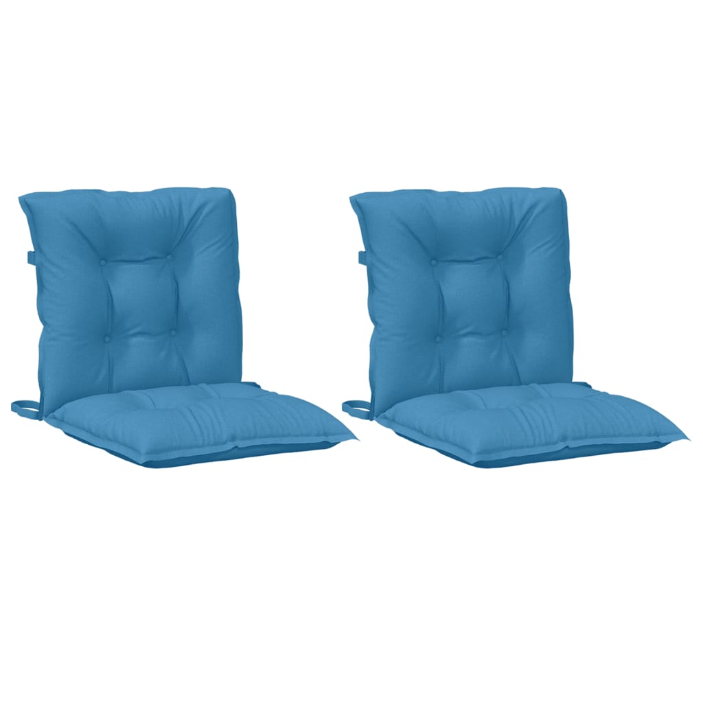 vidaXL Cojines silla respaldo bajo 2 ud tela azul melange 100x50x7 cm