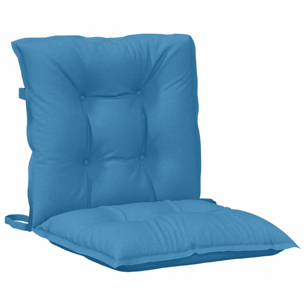 vidaXL Cojines silla respaldo bajo 2 ud tela azul melange 100x50x7 cm