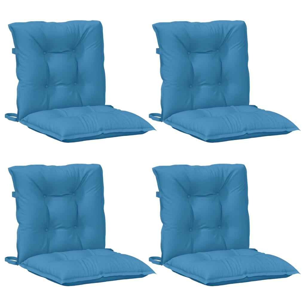 vidaXL Cojines silla respaldo bajo 4 ud tela azul melange 100x50x7 cm